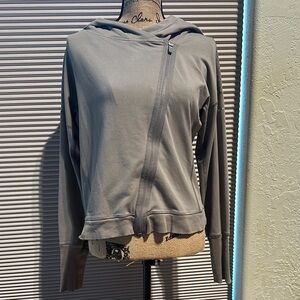 Gray Asymmetrical Zip Hoodie